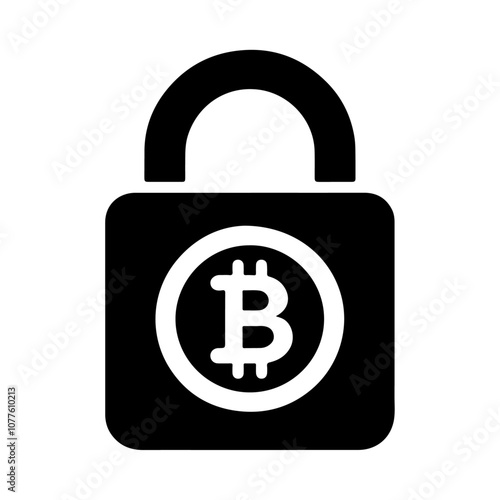 Black silhouette lock with Bitcoin investment privacy vector icon design