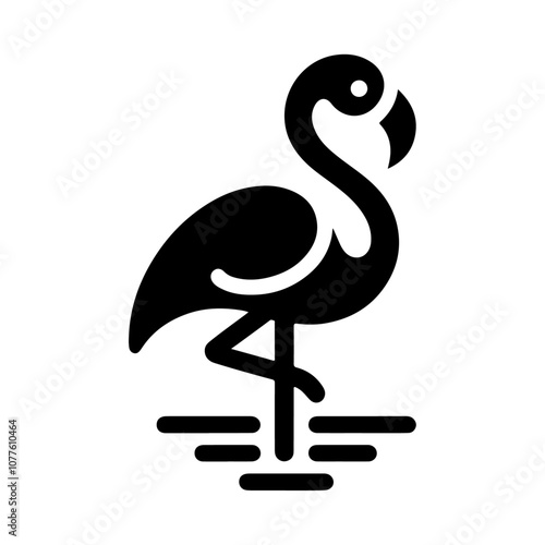 Black standing flamingo animal wildlife bird vector icon design