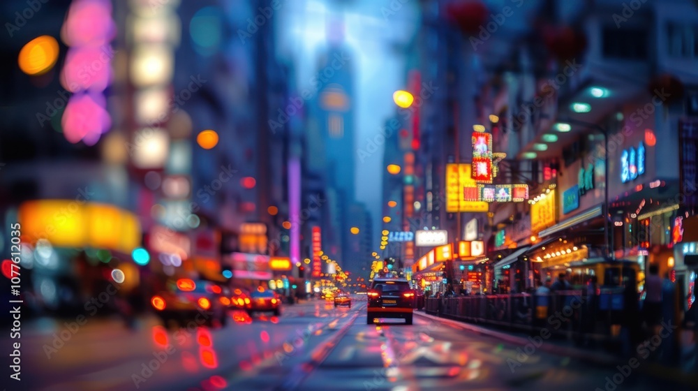 Blurred city night view, AI generated image Blurred city night view, AI generated image