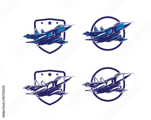 jet fighter logo set illustration