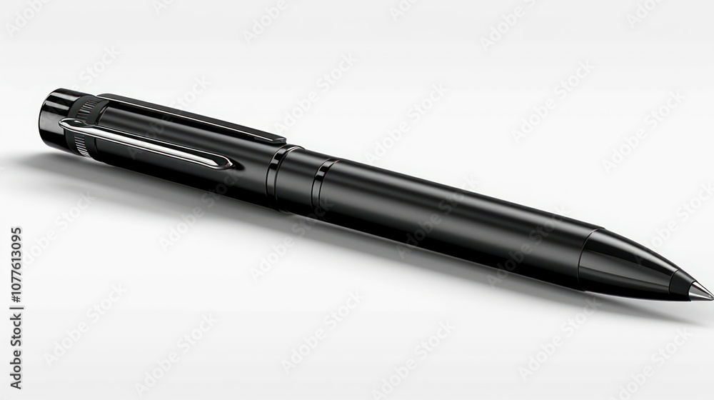 A plain black pen, positioned horizontally on a white background. The pen has no logos or textures, and the lighting is soft and even. A plain black pen, positioned horizontally on a white background. The pen has no logos or textures, and the lighting is soft and even.