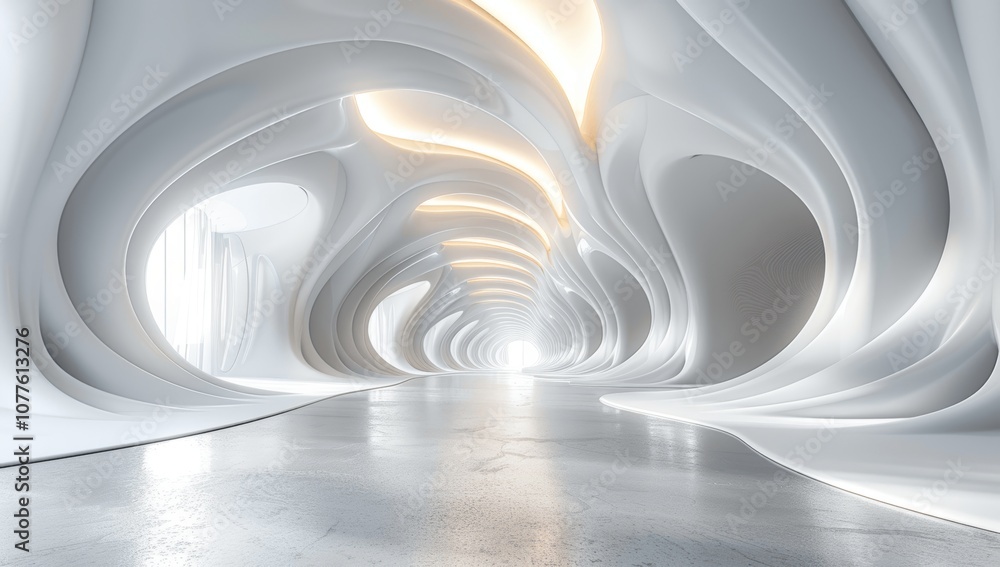 Fototapeta premium Modern Curved White Interior Background 3D Rendering