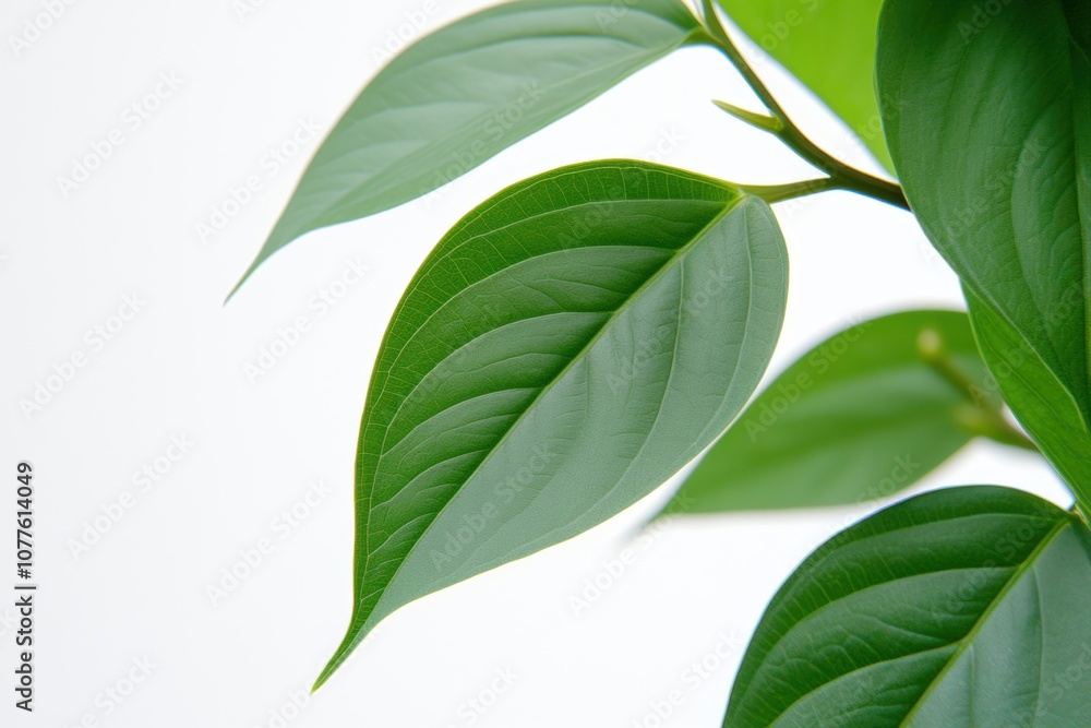 Obraz premium High-Quality Realistic Leaf on Tree Image - Soft Focus Commercial Photography, Isolated Nature on White