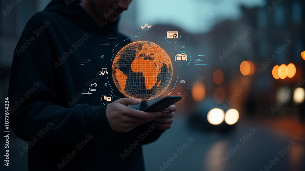 Fototapeta premium Global Connectivity and Digital Technology Integration