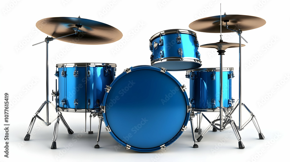 Blue Drum Set on White Background, drums, drumkit, musical instrument, percussion, cymbal Blue Drum Set on White Background, drums, drumkit, musical instrument, percussion, cymbal