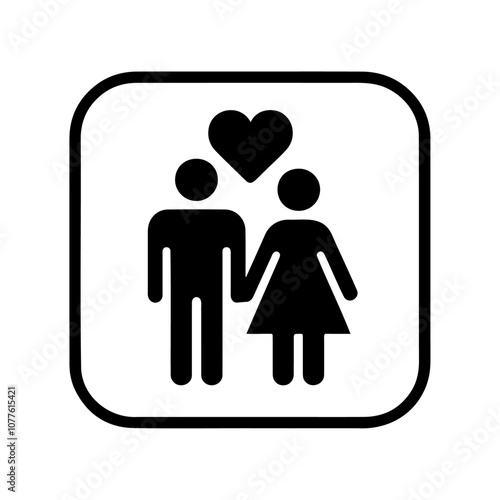 Black silhouette couple with love heart vector icon design