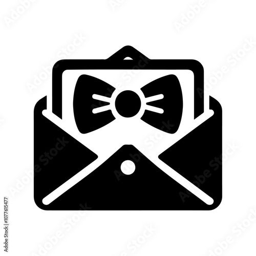 Black silhouette email with bow tie vector icon design