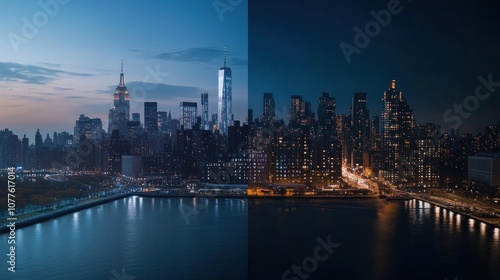 New York City Skyline: Twilight to Night