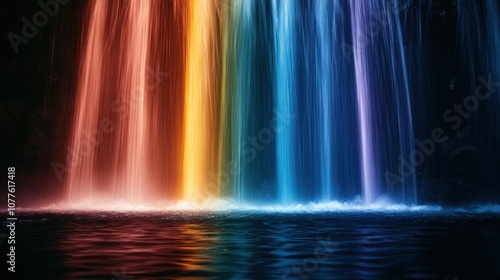 Rainbow Waterfall in the Night