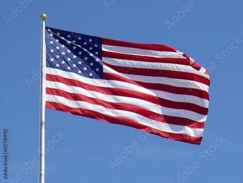 American Flag Waving in the Wind - Symbol of Freedom and Patriotism