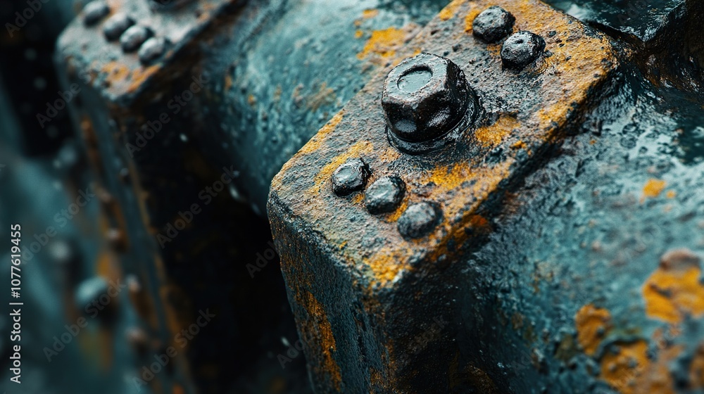 Close-Up of Rusty Metal Bolts and Surface Close-Up of Rusty Metal Bolts and Surface