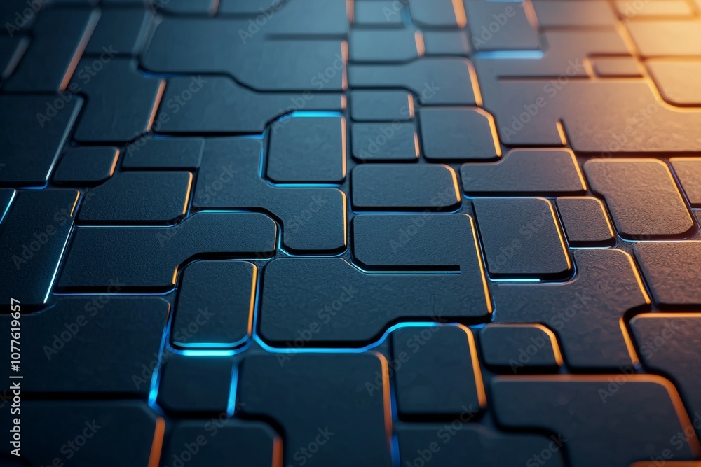 A close up of a black and blue grid of squares with a blue light shining on it A close up of a black and blue grid of squares with a blue light shining on it