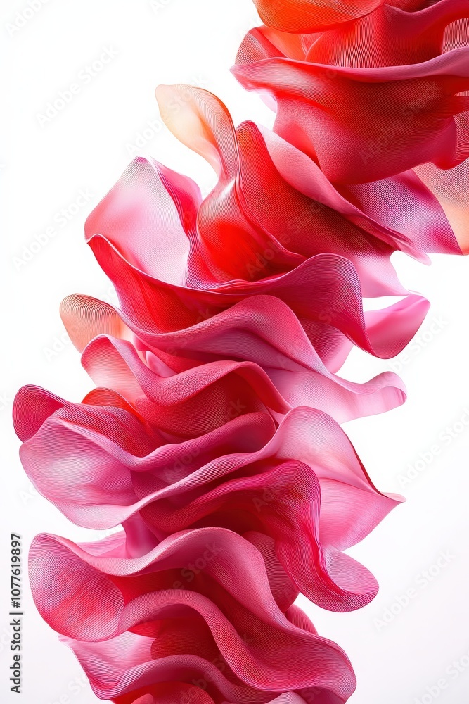 Naklejka premium Abstract art featuring flowing shapes in vibrant pink tones, creating a dynamic visual effect.