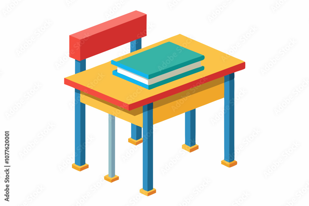 School desk with white background vector art illustration School desk with white background vector art illustration