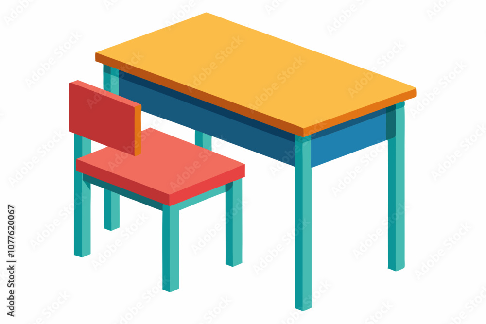 School desk with white background vector art illustration School desk with white background vector art illustration