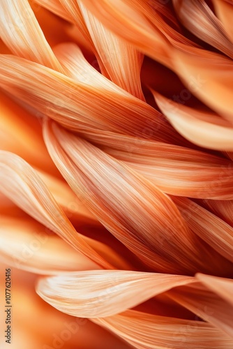 An abstract close-up of delicate petals showcasing warm orange tones and soft textures.