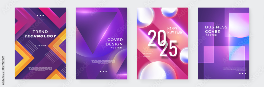 Happy New Year 2025 Flat Design Poster Collection Happy New Year 2025 Flat Design Poster Collection