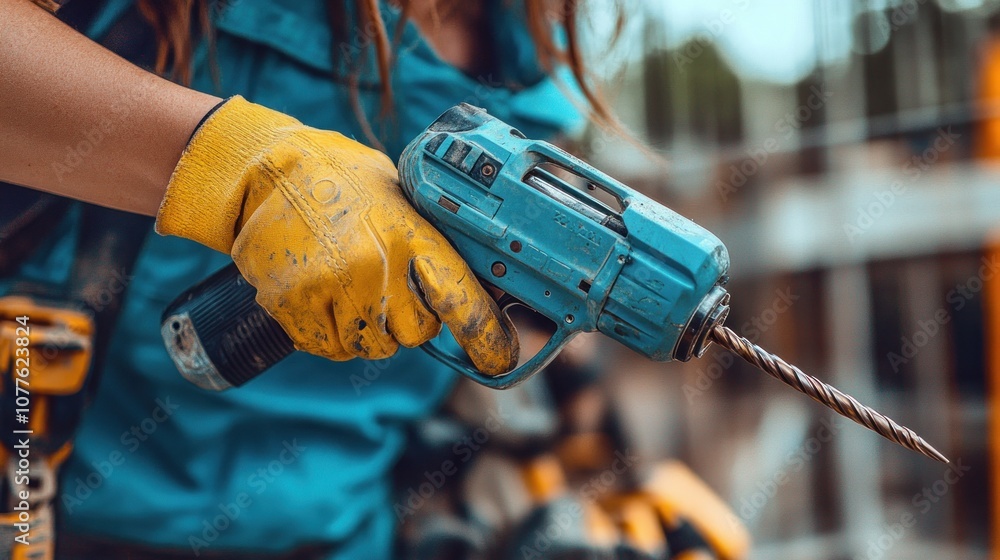 Closeup of a Hand Holding a Power Drill Closeup of a Hand Holding a Power Drill