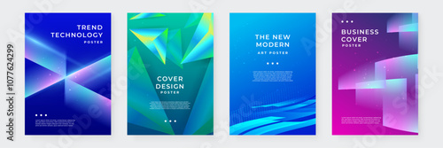 Colorful Minimalis Modern Cover Poster Design Background Collection