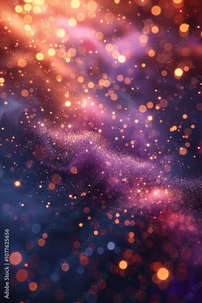Festive Fireworks and Bokeh Lights in Purple and Gold Colors for New Year Celebration Festive Fireworks and Bokeh Lights in Purple and Gold Colors for New Year Celebration