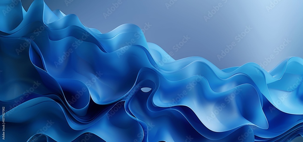 Obraz premium Fluid Blue Abstract Background with Smooth Wavy Elements