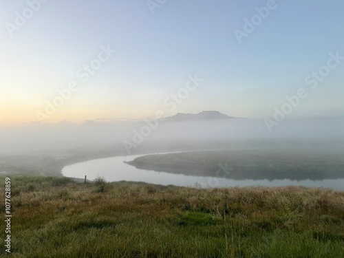 fog over the river bend