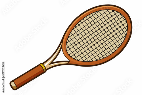 Vintage tennis racket on a white background vector art illustration