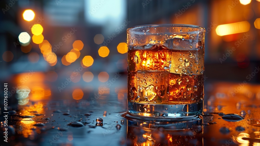 Whiskey on the Rocks: A Nighttime Cityscape Whiskey on the Rocks: A Nighttime Cityscape