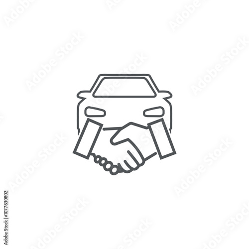 Design vector outlines the symbol of a car buying and selling transaction.