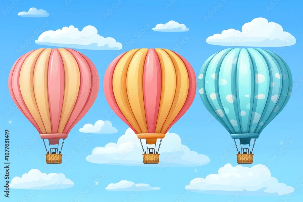 Fototapeta premium Colorful Hot Air Balloons in a Bright Sky