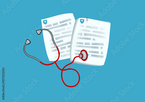 medical insurance form with stethoscope photo