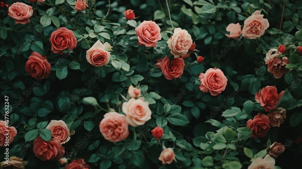 A Lush Garden Filled with Blooming Pink Roses A Lush Garden Filled with Blooming Pink Roses