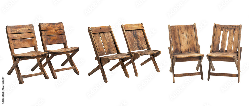 Wooden Folding Chairs on Transparent Background Wooden Folding Chairs on Transparent Background