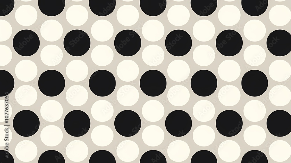 Monochrome Polka Dot Pattern on Beige Background Monochrome Polka Dot Pattern on Beige Background