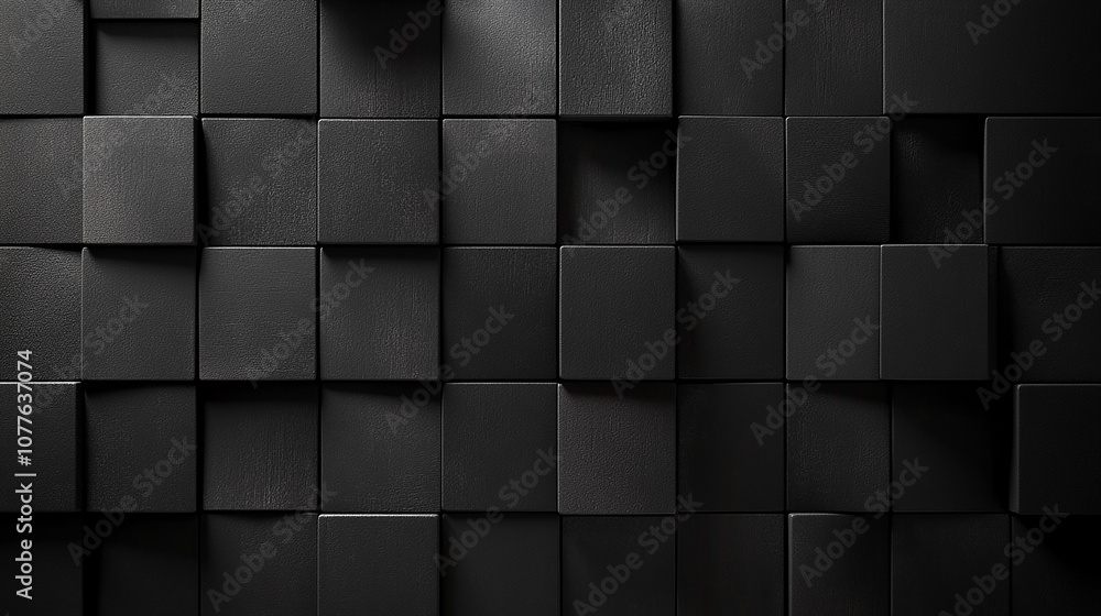 3D Realistic Black and Grey dirty Brick work old wall from old building architecture. Square rectangle Damaged horizontal for marble background texture wallpaper illustration.