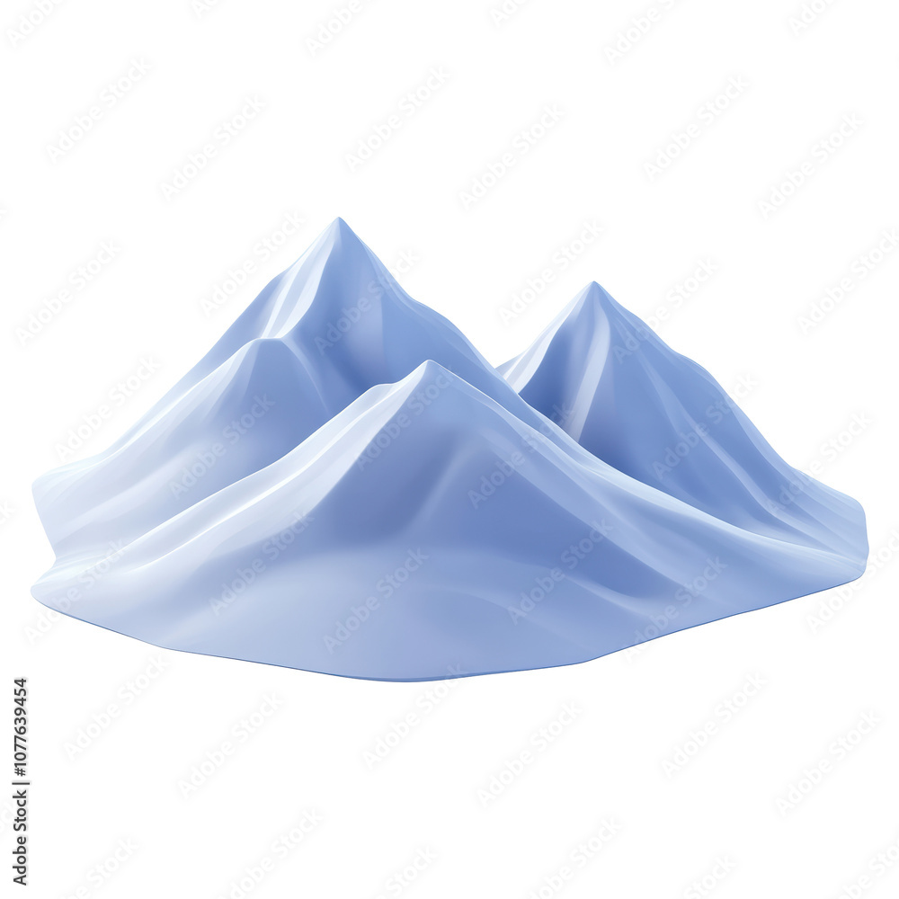 3D Three mountains are shown in a blue color isolated on transparent or white background, png 3D Three mountains are shown in a blue color isolated on transparent or white background, png