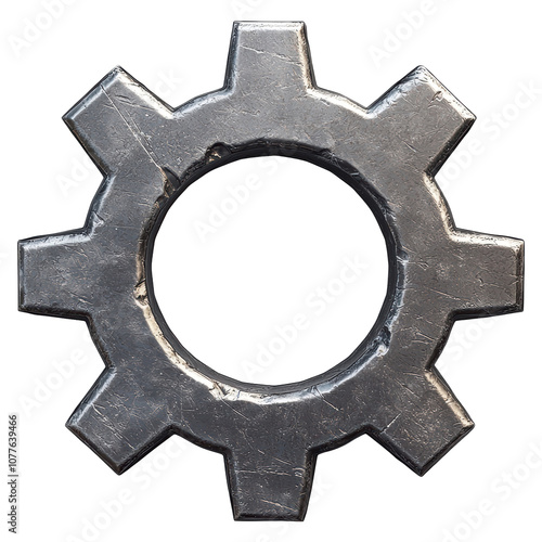 3D A silver gear with a black center isolated on transparent or white background, png