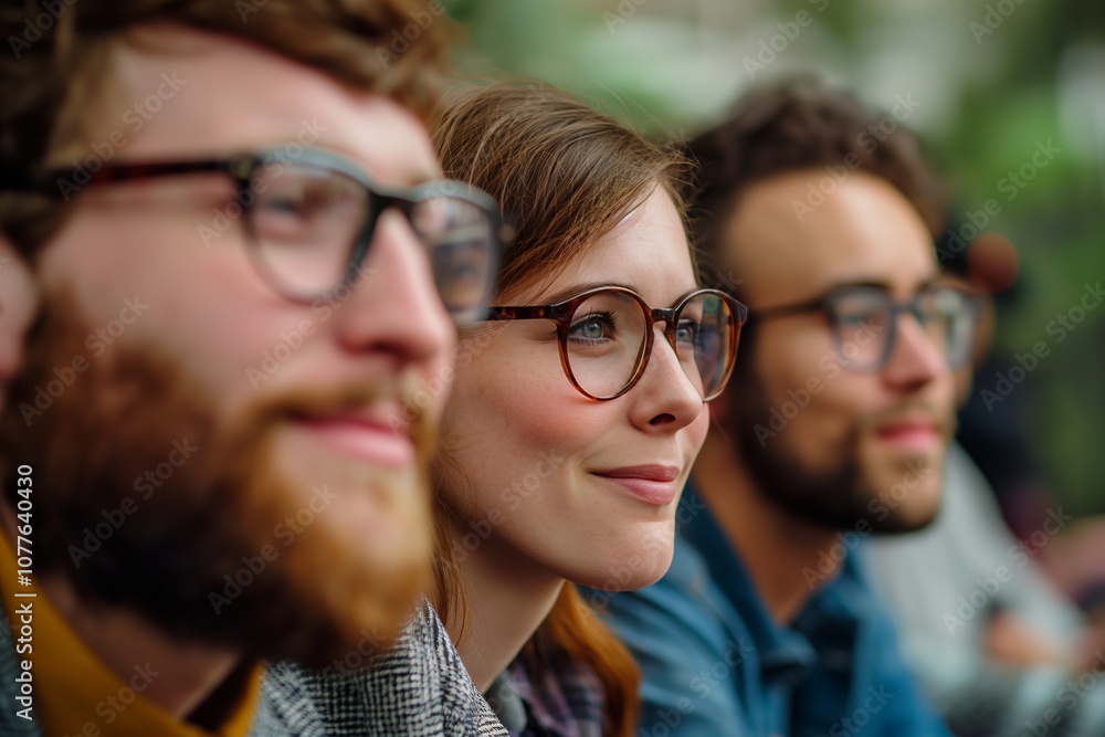 Diverse Friends Smiling Together in Casual Outdoor Close-up Portrait Diverse Friends Smiling Together in Casual Outdoor Close-up Portrait