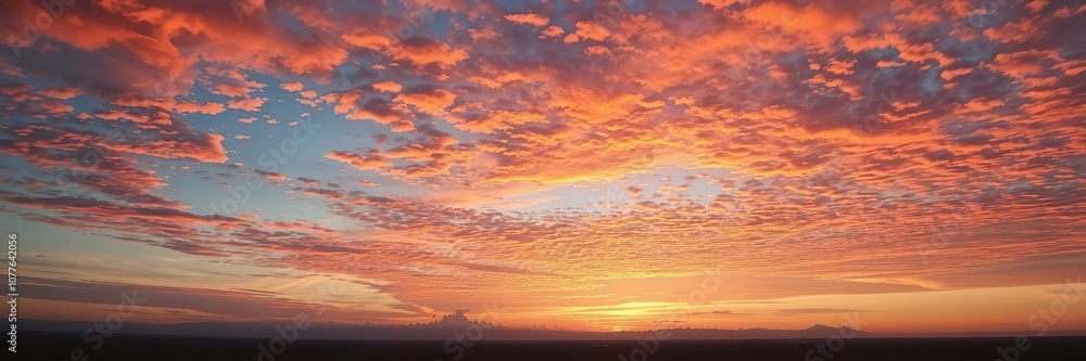 Fototapeta premium Vivid colors painting the sky during a breathtaking sunset, clouds, horizon