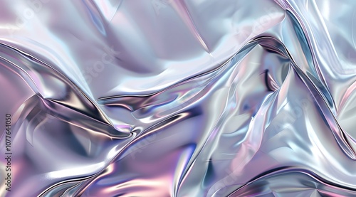 Abstract metallic texture with smooth, reflective surfaces in pastel colors.