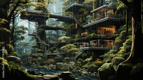 Future tree house, Real estate and ecology concept