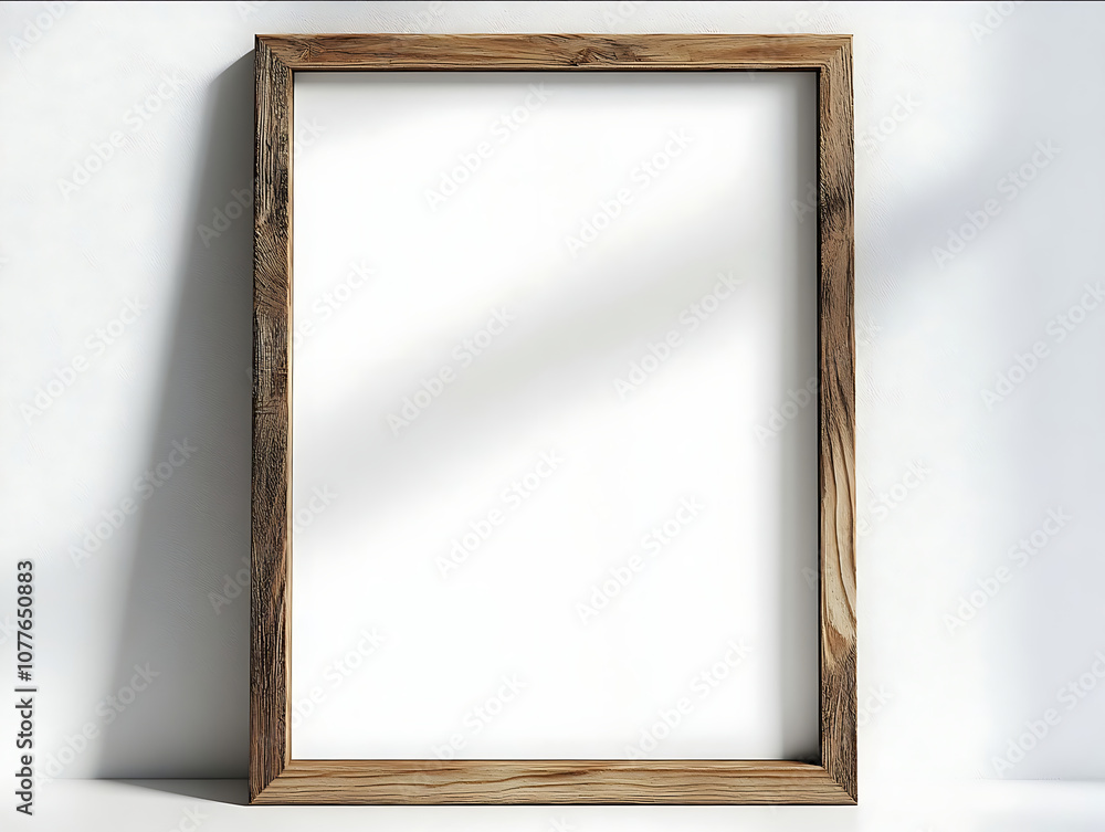 photography of white poster in wooden frame in blank white background natural light photography of white poster in wooden frame in blank white background natural light