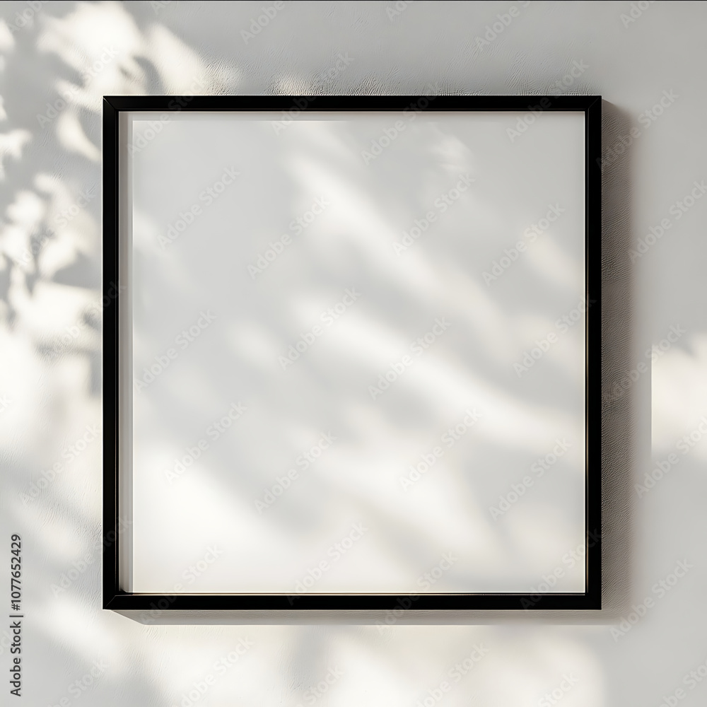 create a mock up a square canvas in a black frame create a mock up a square canvas in a black frame