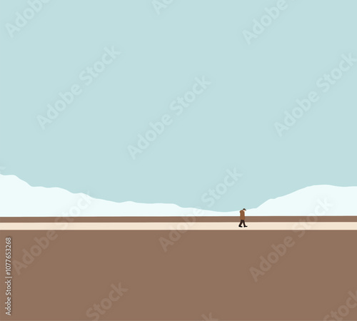 Man walking in public park with white cloud and blue sky. Outdoor leisure activities enjoying recreational at weekend.