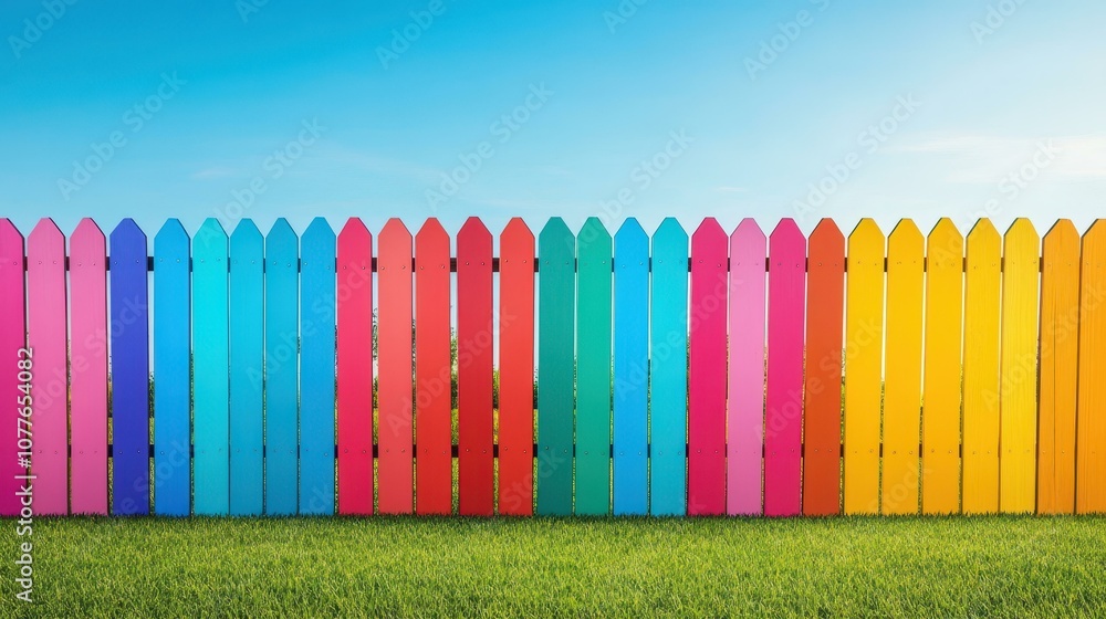 Brightly stained wooden fence in a cozy backyard, casting vibrant hues in the evening sun, ideal for adding charm to your home. Brightly stained wooden fence in a cozy backyard, casting vibrant hues in the evening sun, ideal for adding charm to your home.