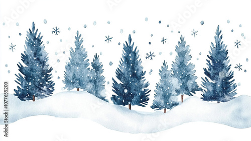 Wallpaper Mural Winter background vector. Hand painted watercolor drawing for Christmas and Happy New Year season. Background design for invitation, cards, social post, ad, cover, sale banner and invitation vector. Torontodigital.ca