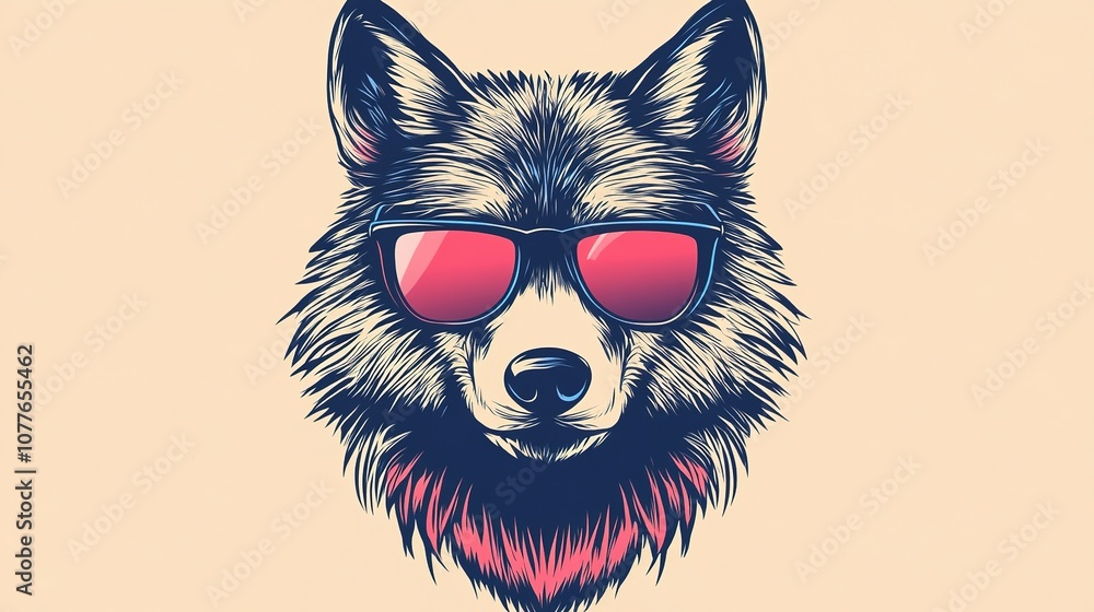 Edgy Wolf Barbershop Logo Featuring a Stylized Wolf Wearing Sunglasses: Bold and Modern Design for Men’s Grooming and Style Edgy Wolf Barbershop Logo Featuring a Stylized Wolf Wearing Sunglasses: Bold and Modern Design for Men’s Grooming and Style