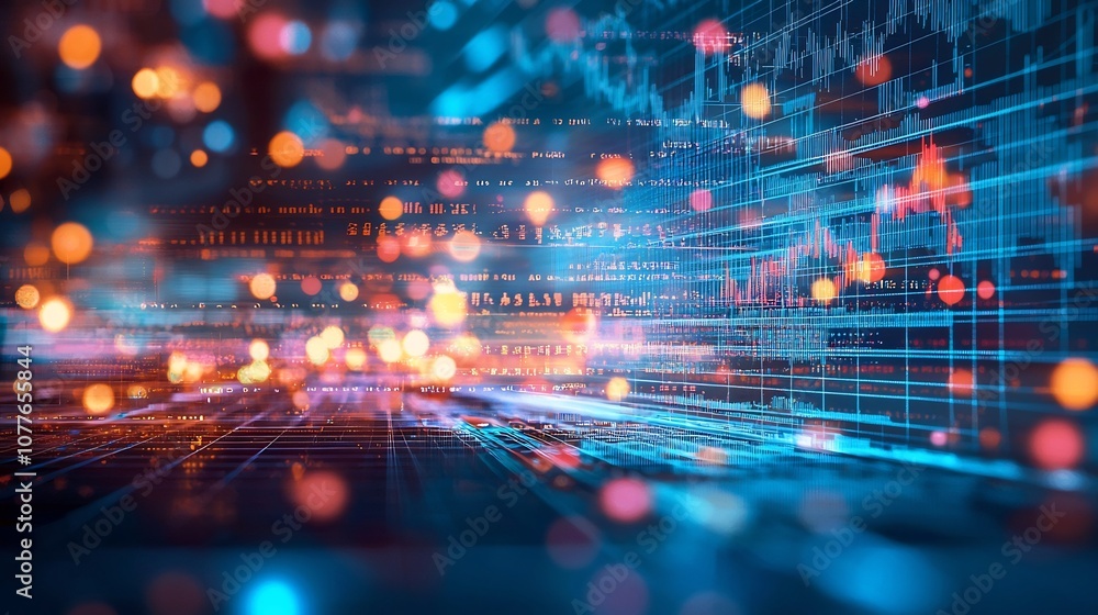 custom made wallpaper toronto digitalDetailed Technical Analysis of Financial Market Trends and Indicators Displayed on a Digital Screen Candlestick Patterns Bollinger Bands and RSI Charting for Investment Research and Forecasting