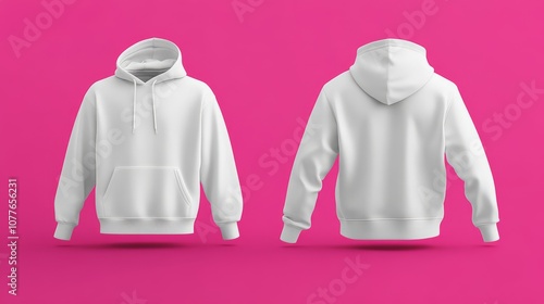 White hoodie front and back view on