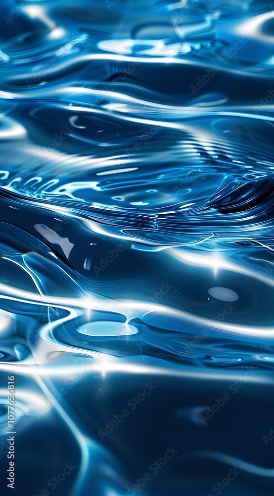 A close-up of shimmering blue water with gentle waves and reflections. A close-up of shimmering blue water with gentle waves and reflections.